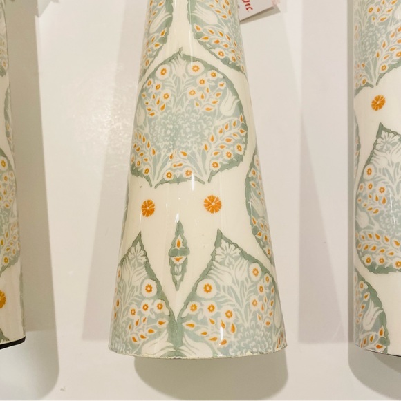 SET OF 3 MELA ARTISANS Candle Holders Cream Green Orange - Picture 8 of 12